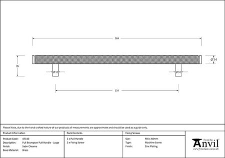 Satin Chrome Full Brompton Pull Handle - Large | 47143 - Image 2
