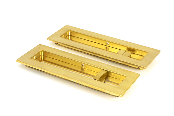 Polished Brass 175mm Plain Rectangular Pull - Privacy Set | 47163
