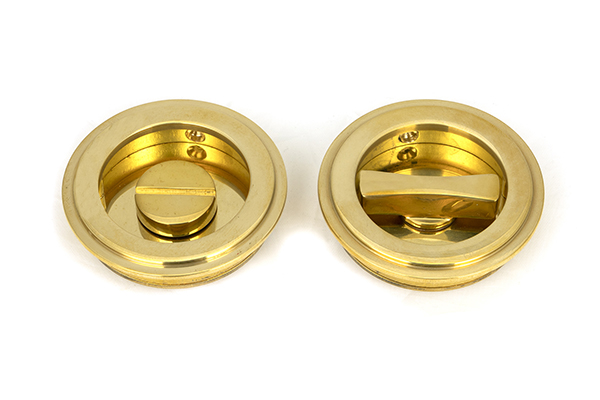 Polished Brass 60mm Art Deco Round Pull - Privacy Set | 47169