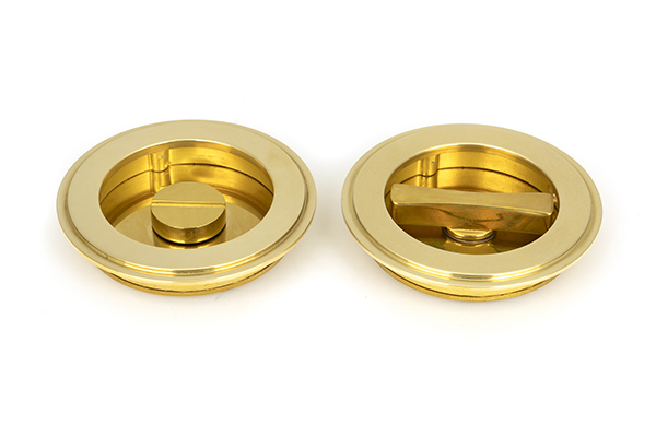 Polished Brass 75mm Art Deco Round Pull - Privacy Set | 47170