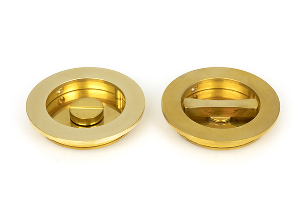 Polished Brass 75mm Plain Round Pull - Privacy Set | 47172