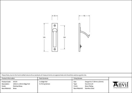 Polished Brass 125mm x 25mm Edge Pull | 47173 - Image 2