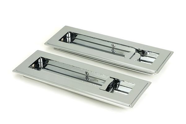 Polished Chrome 175mm Art Deco Rectangular Pull -Privacy Set | 47179