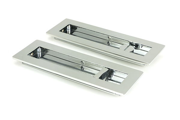 Polished Chrome 175mm Plain Rectangular Pull - Privacy Set | 47181
