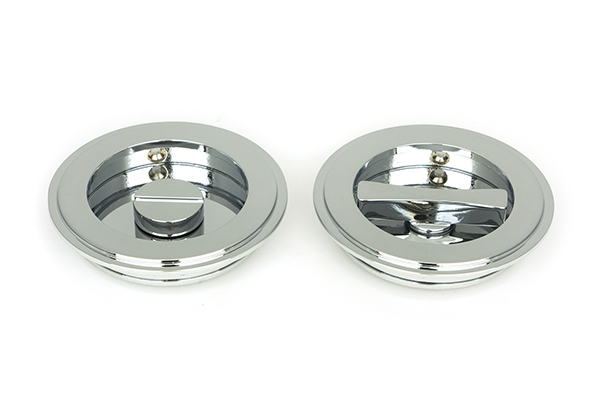 Polished Chrome 75mm Art Deco Round Pull - Privacy Set | 47188
