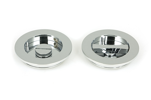 Polished Chrome 75mm Plain Round Pull - Privacy Set | 47190