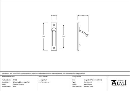 Polished Chrome 125mm x 25mm Edge Pull | 47191 - Image 2
