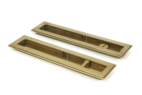 Aged Brass 250mm Art Deco Rectangular Pull - Privacy Set | 48309
