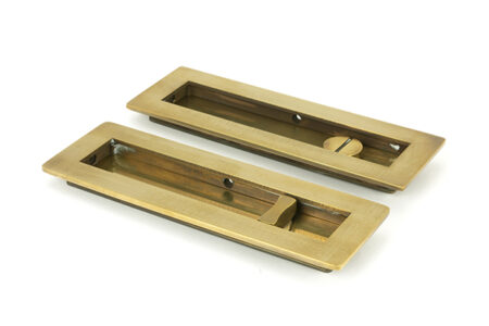 Aged Brass 175mm Plain Rectangular Pull - Privacy Set | 48314