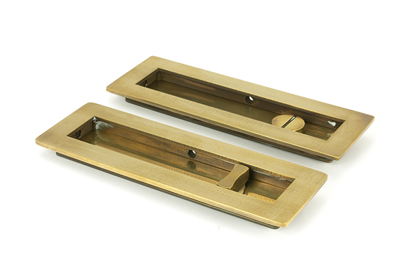Aged Brass 175mm Plain Rectangular Pull - Privacy Set | 48314
