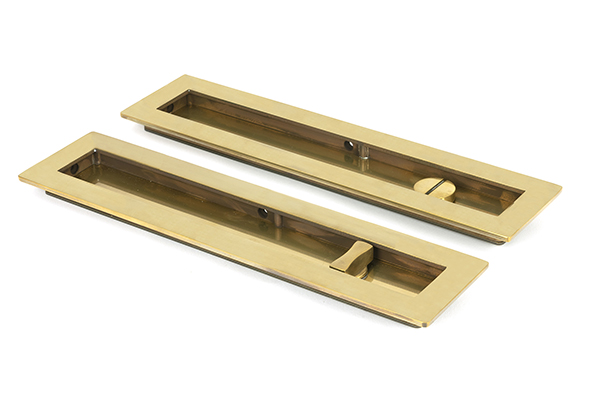 Aged Brass 250mm Plain Rectangular Pull - Privacy Set | 48315