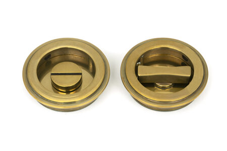 Aged Brass 60mm Art Deco Round Pull - Privacy Set | 48324