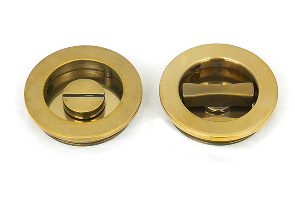 Aged Brass 60mm Plain Round Pull - Privacy Set | 48330
