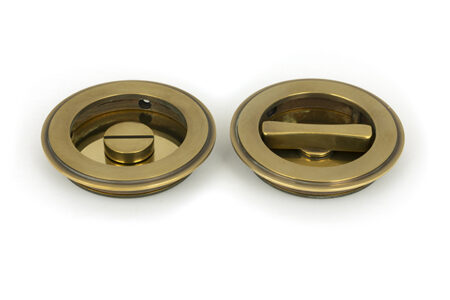 Aged Brass 75mm Plain Round Pull - Privacy Set | 48331