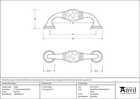 Beeswax 5" Hammered D Handle | 48346 - Image 2
