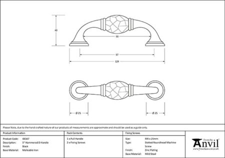 Black 5" Hammered D Handle | 48347 - Image 2