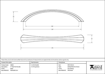 Black 7" Shell Pull Handle | 48351 - Image 2
