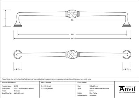 Beeswax 13½" Hammered D Handle | 48358 - Image 2