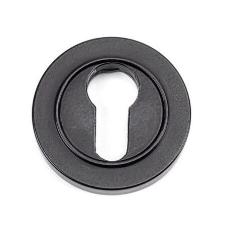 Matt Black Round Euro Escutcheon (Plain) | 49540