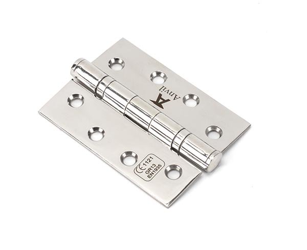 Polished SS 4" Ball Bearing Butt Hinge (pair) | 49574