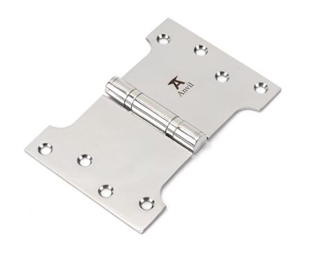 Polished SS (304) 4" x 4" x 6" Parliament Hinge (pair) | 49579