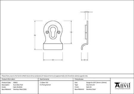 Satin Marine SS (316) Euro Door Pull | 49810 - Image 2