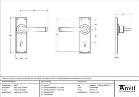 Polished Marine SS (316) Avon Lever Lock Set | 49825 - Image 2