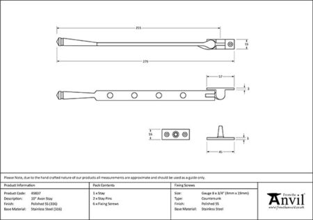 Polished Marine SS (316) 10" Avon Stay | 49837 - Image 2