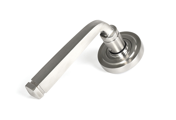 Satin Marine SS (316) Avon Round Lever on Rose Set (Art Deco) | 49849