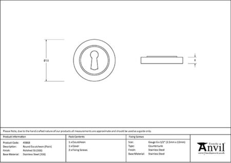 From the Anvil Polished Marine SS (316) Round Escutcheon (Plain) - Image 2