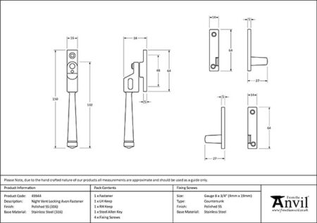From the Anvil Polished Marine SS (316) Night-Vent Locking Avon Fastener - Image 2