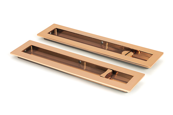From the Anvil Polished Bronze 250mm Plain Rectangular Pull - Privacy Set