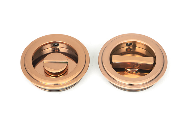 From the Anvil Polished Bronze 60mm Art Deco Round Pull - Privacy Set
