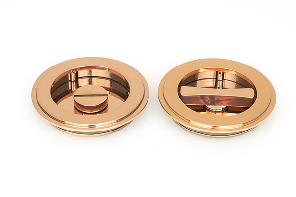 From the Anvil Polished Bronze 75mm Art Deco Round Pull - Privacy Set