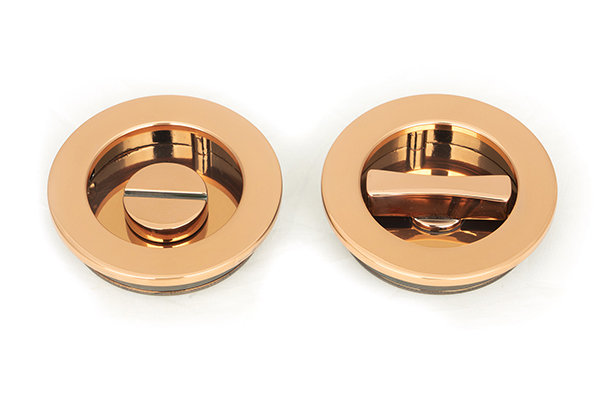 From the Anvil Polished Bronze 60mm Plain Round Pull - Privacy Set