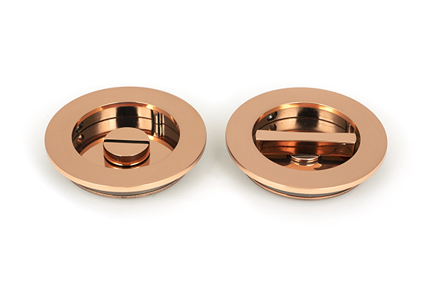 From the Anvil Polished Bronze 75mm Plain Round Pull - Privacy Set