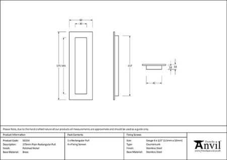 From the Anvil Polished Nickel 175mm Plain Rectangular Pull - Image 2