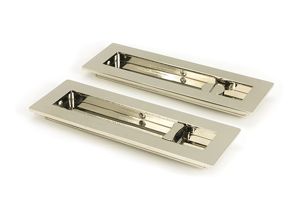 From the Anvil Polished Nickel 175mm Plain Rectangular Pull - Privacy Set