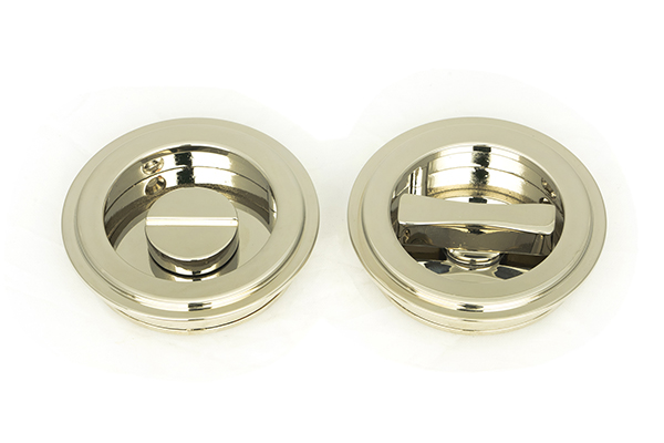 From the Anvil Polished Nickel 60mm Art Deco Round Pull - Privacy Set