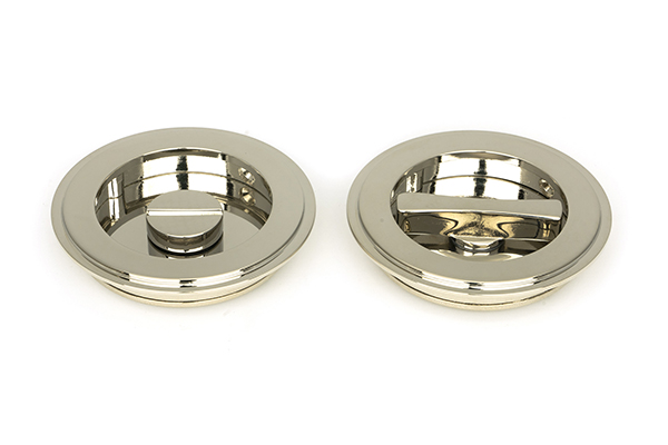 From the Anvil Polished Nickel 75mm Art Deco Round Pull - Privacy Set