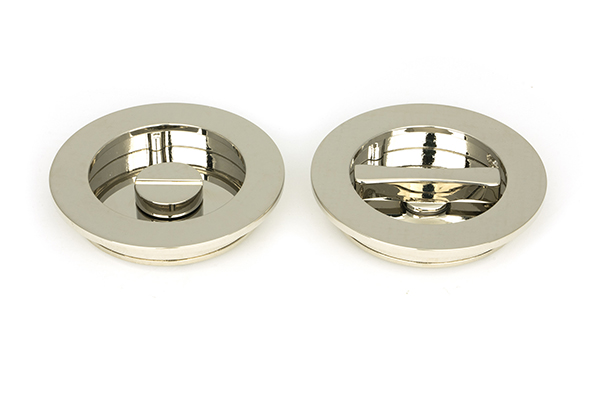 From the Anvil Polished Nickel 75mm Plain Round Pull - Privacy Set