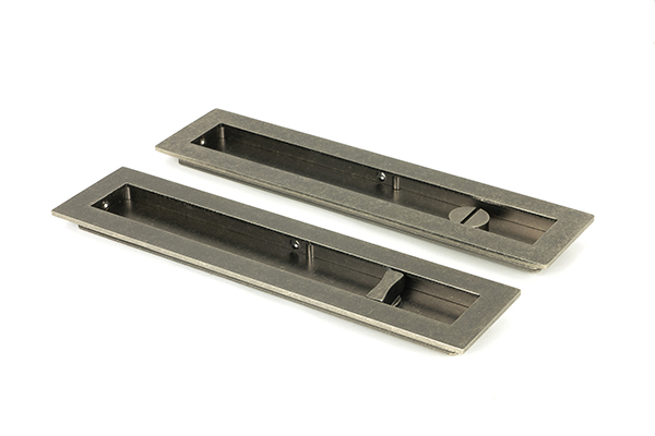 From the Anvil Pewter 250mm Plain Rectangular Pull - Privacy Set - Pewter Patina
