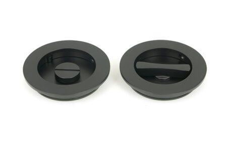 From the Anvil Matt Black 75mm Plain Round Pull - Privacy Set