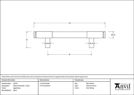 Aged Brass Kelso Pull Handle - Small | 50310 - Image 2