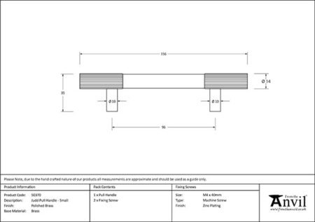 Polished Brass Judd Pull Handle - Small | 50370 - Image 2