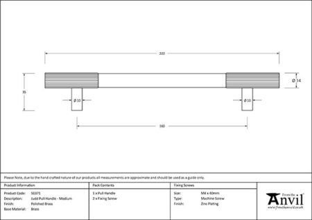 Polished Brass Judd Pull Handle - Medium | 50371 - Image 2