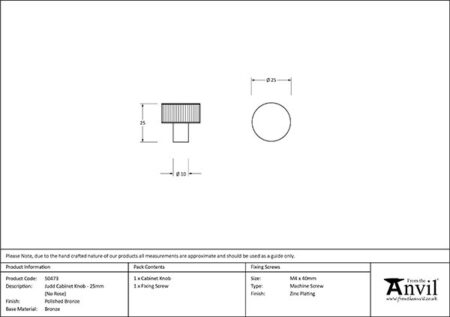 Polished Bronze Judd Cabinet Knob - 25mm (No rose) | 50473 - Image 2