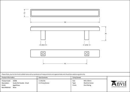 Aged Brass Scully Pull Handle - Small | 50506 - Image 2