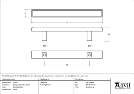 Polished Nickel Scully Pull Handle - Small | 50520 - Image 2