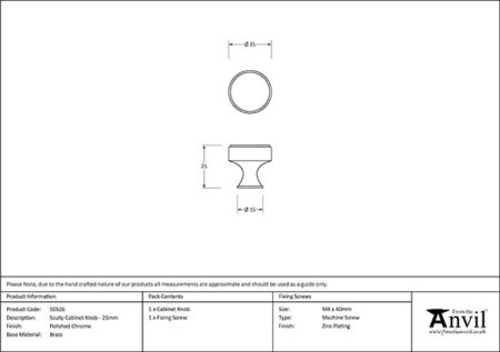 Polished Chrome Scully Cabinet Knob - 25mm | 50526 - Image 2